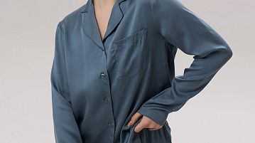 Рубашка с длинным рукавом женская Stay Balanced, цвет синий металлик